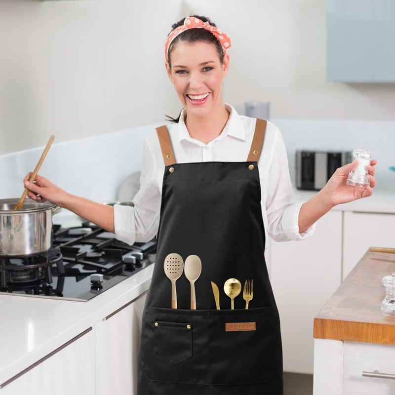 DILLMAN Art Aprons for Men Women Painting Pottery Baking, H Back Straps Waterdrop Kitchen Chef Cooking Apron with Pockets - Image 2